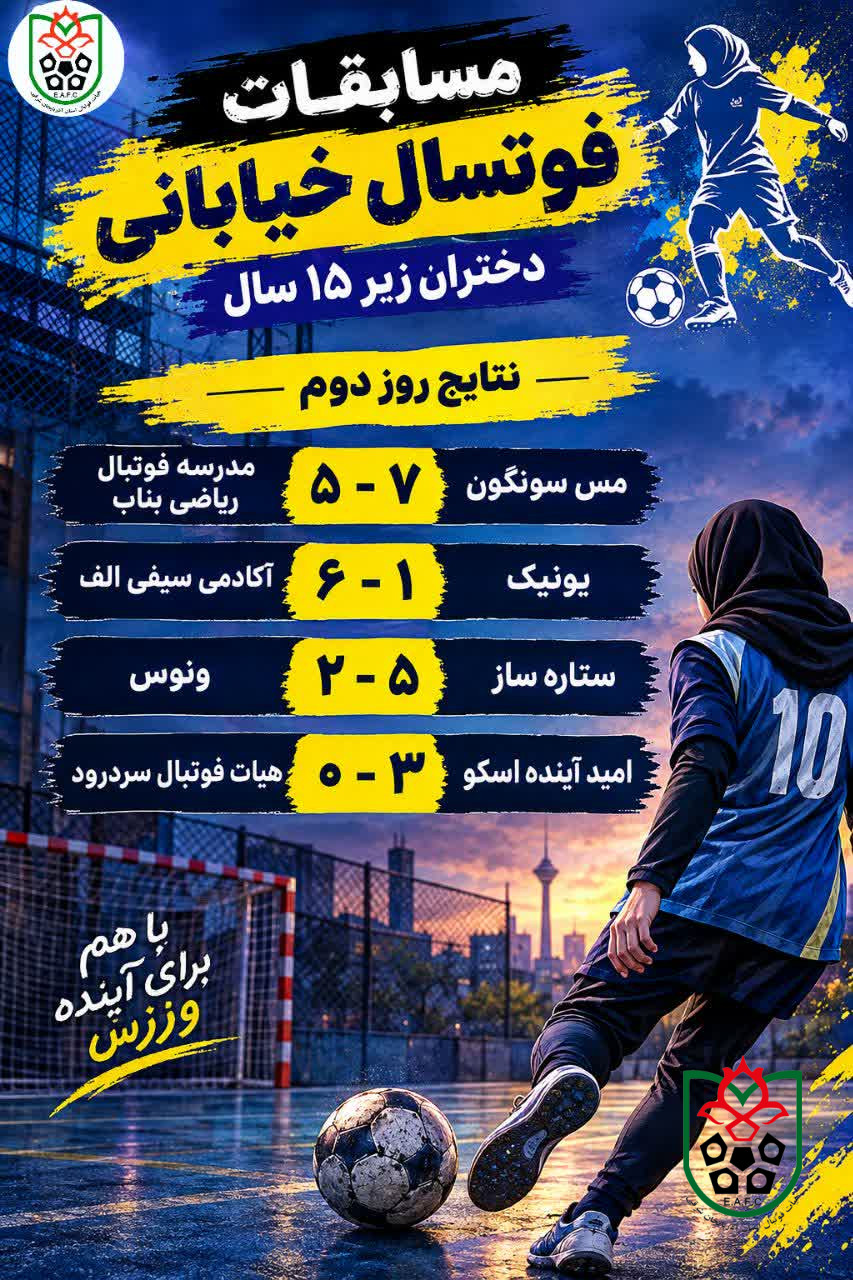 نتایج روز دوم مسابقات فوتسال خیابانی دختران زیر 15سال استان