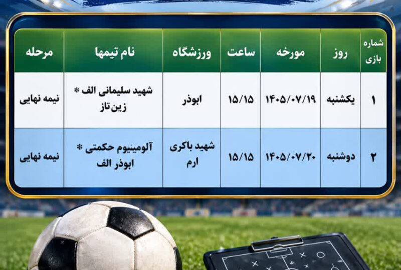 برنامه مسابقات فوتبال پیشکسوتان محلات