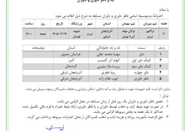 قضاوت رویا ظفری بعنوان داور چهارم دیدار تراکتور تبریز و توکان مهام آیریا تهران